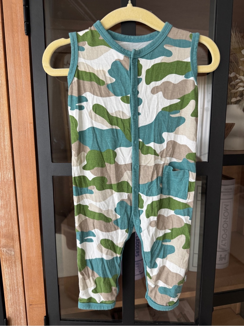 Kyte Baby camo sleeveless romper bamboo boy snaps jumpsuit